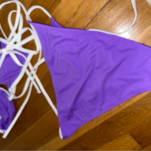 NWOT Target Wild Fable bikini TOP BOTTOM Small Med PURPLE WHITE SET A‎ - Picture 5 of 5
